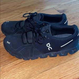 On running black tennis shoes (on cloud)